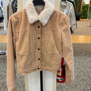 Levi's Camel Teddy Jacket with Sherpa Collar (Light Peach Color)